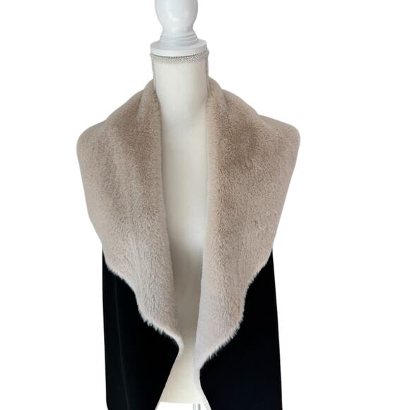 TWELFTH LOVE Sweater Vest Womens Medium Cream Black Faux Suede - Picture 7 of 11